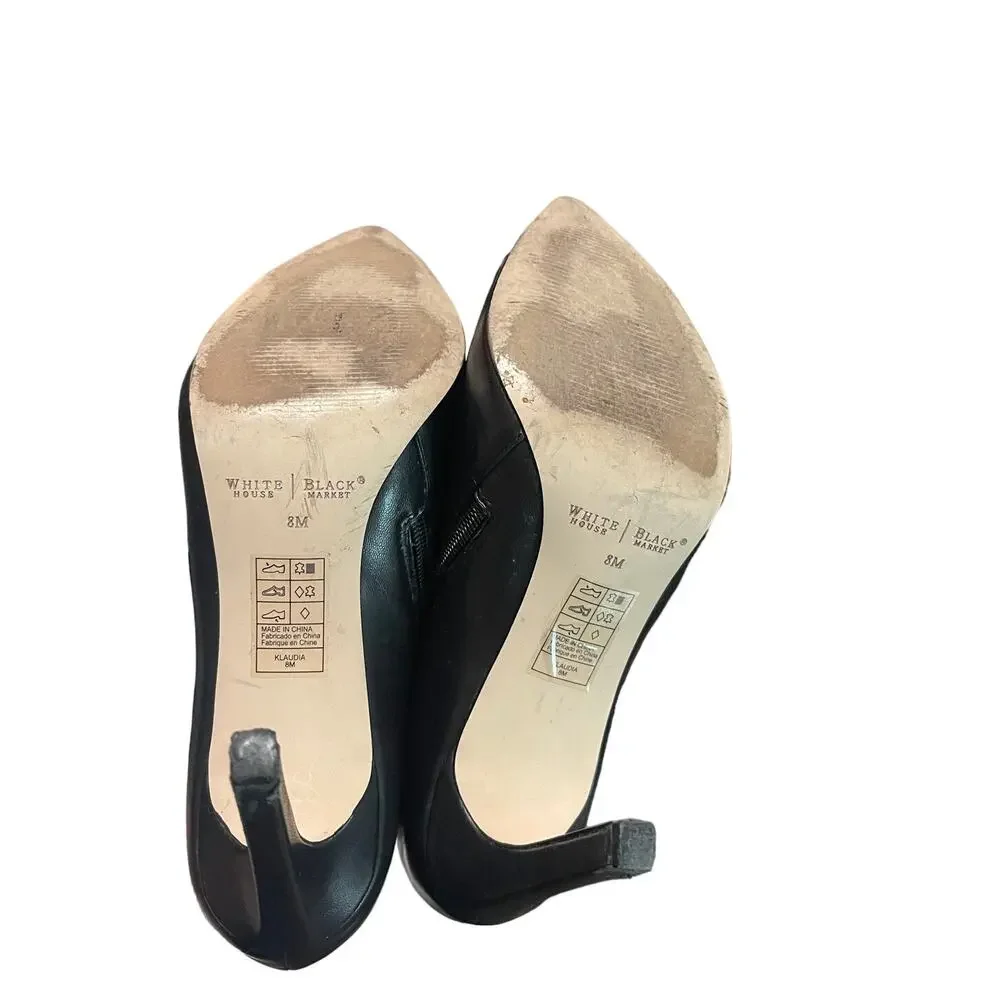 WHBM White House Black Market Klaudia Leather Ankle Booties Gold Studded Toes 8M